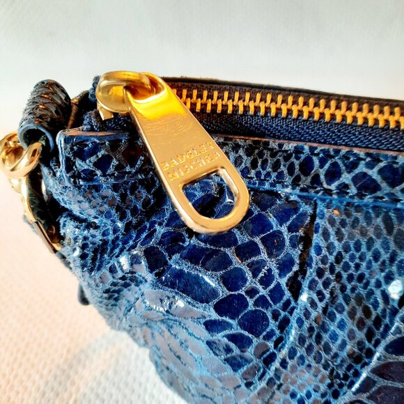 Amazing Condition Badgley Mischka Blue Snakeskin Crossbody Bag - Picture 3 of 11
